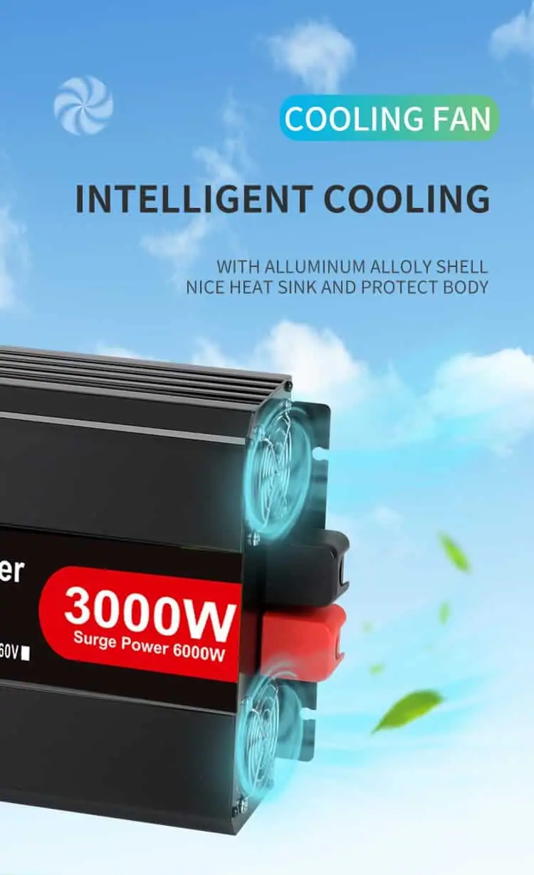 3000W DC12V/24V/48V to AC 110V/220V Pure Sine Wave Power Inverter for Home with LCD Display detail 5