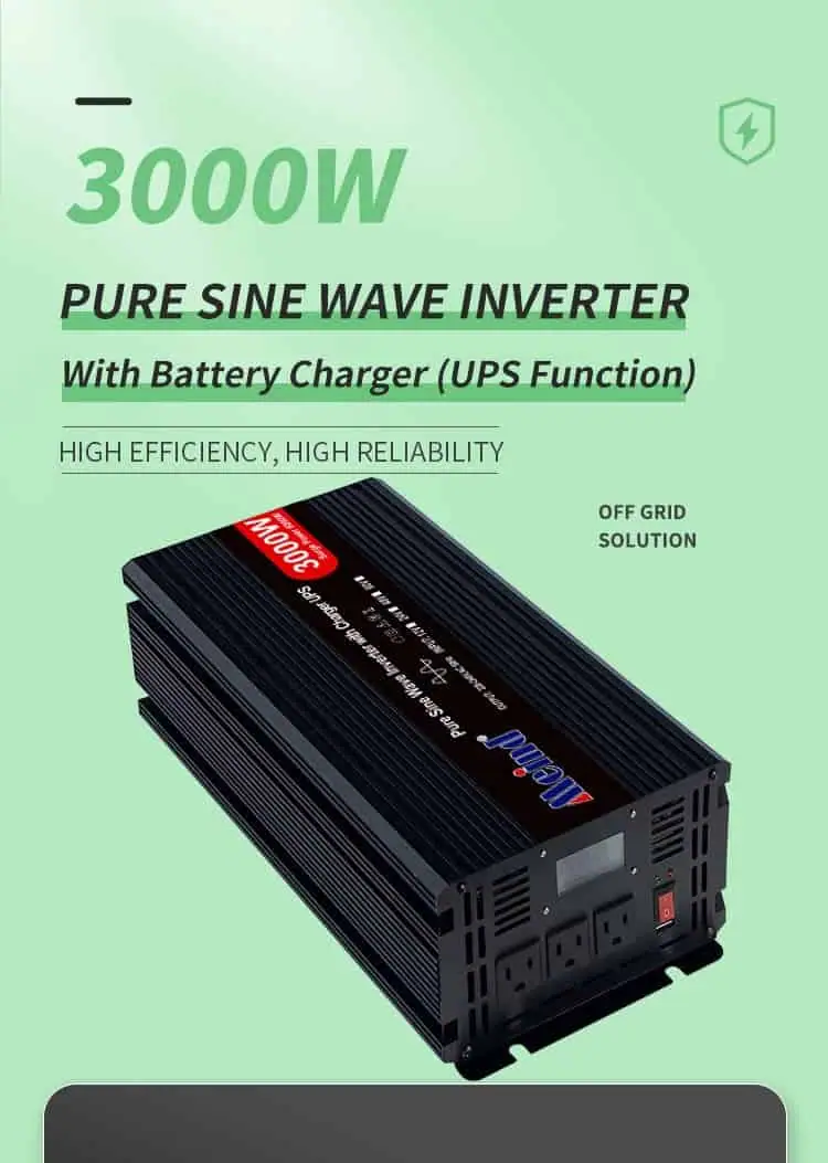 DC 12V/24V to AC 110V/220V Pure Sine Wave 3000 Watt Inverter with Charger UPS LCD Display detail 1