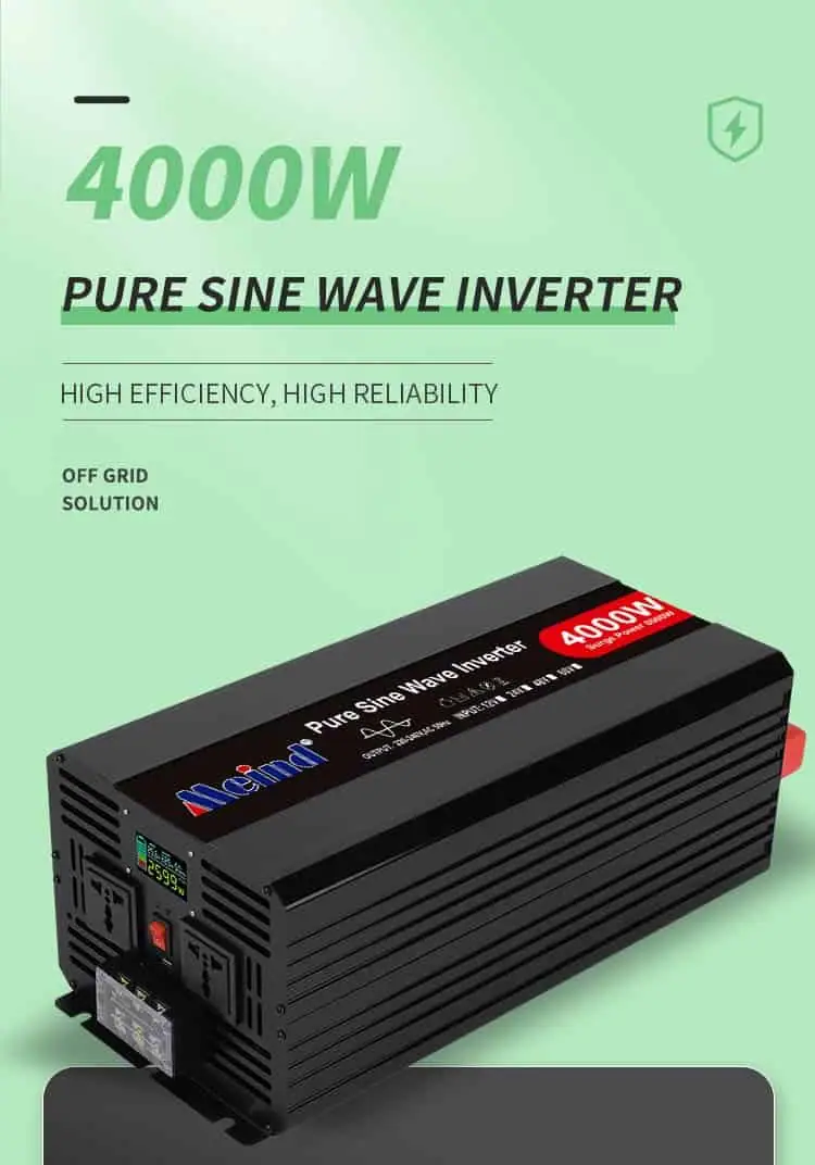 4000W DC 12V/24V/48V to AC 110V/220V Pure Sine Wave Power Inverter for Home with LCD Display detail 1