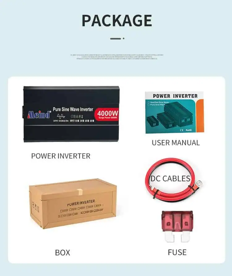 4000W DC 12V/24V/48V to AC 110V/220V Pure Sine Wave Power Inverter for Home with LCD Display detail 9