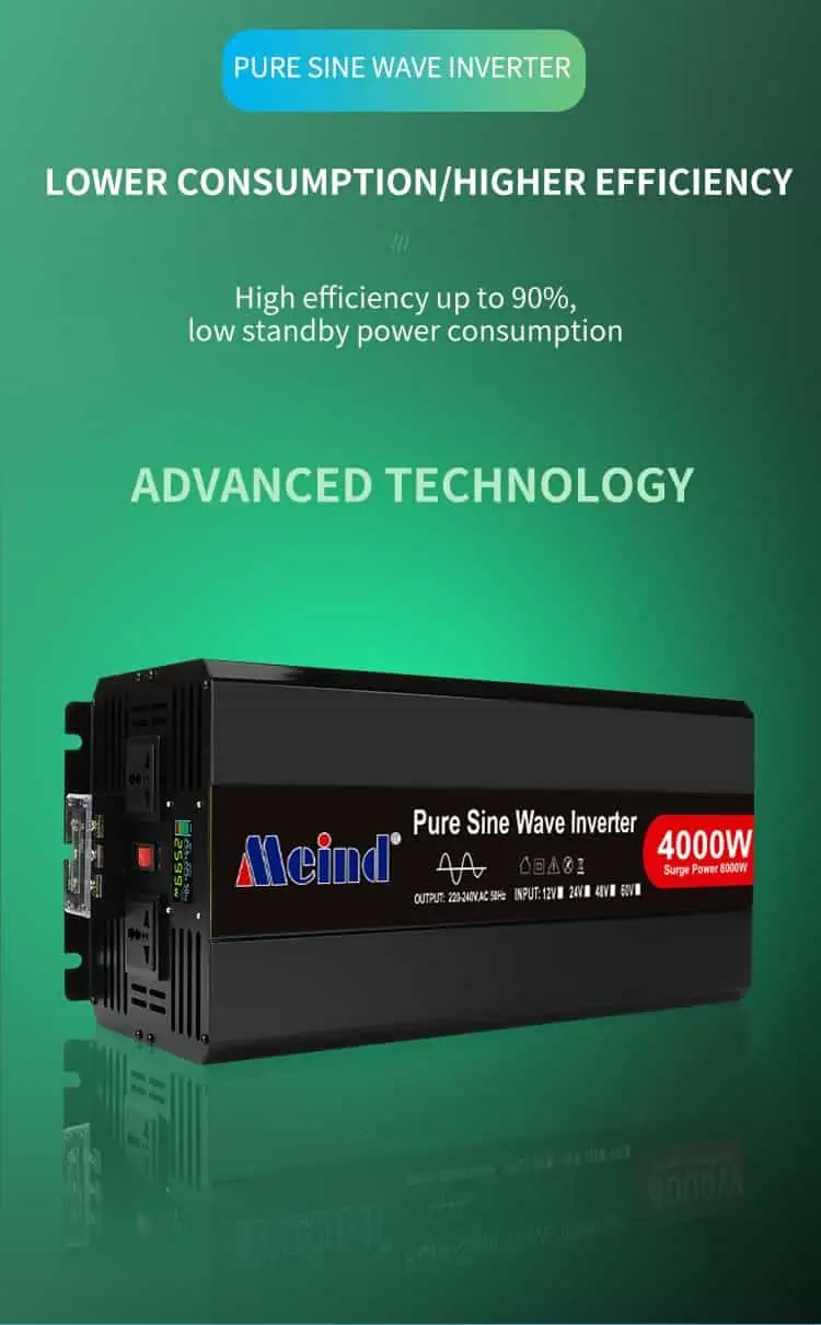 4000W DC 12V/24V/48V to AC 110V/220V Pure Sine Wave Power Inverter for Home with LCD Display detail 3