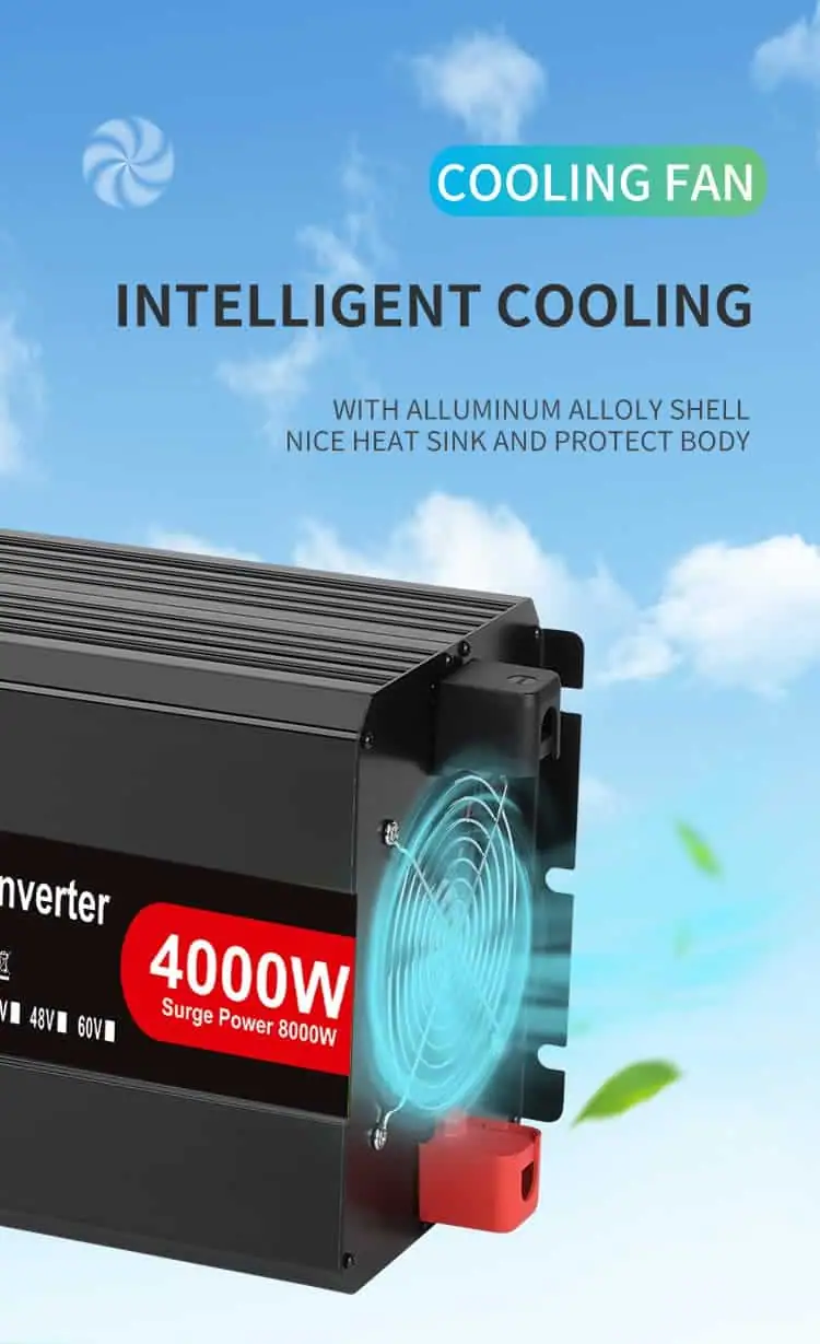 4000W DC 12V/24V/48V to AC 110V/220V Pure Sine Wave Power Inverter for Home with LCD Display detail 5