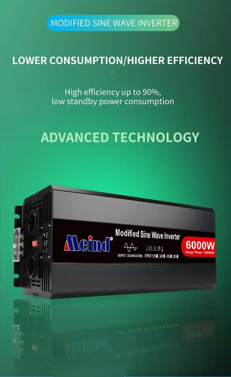 6000 Watt Inverter DC 12V/24V/48V to AC 110V/220V Modified Sine Wave with LCD Display detail 3