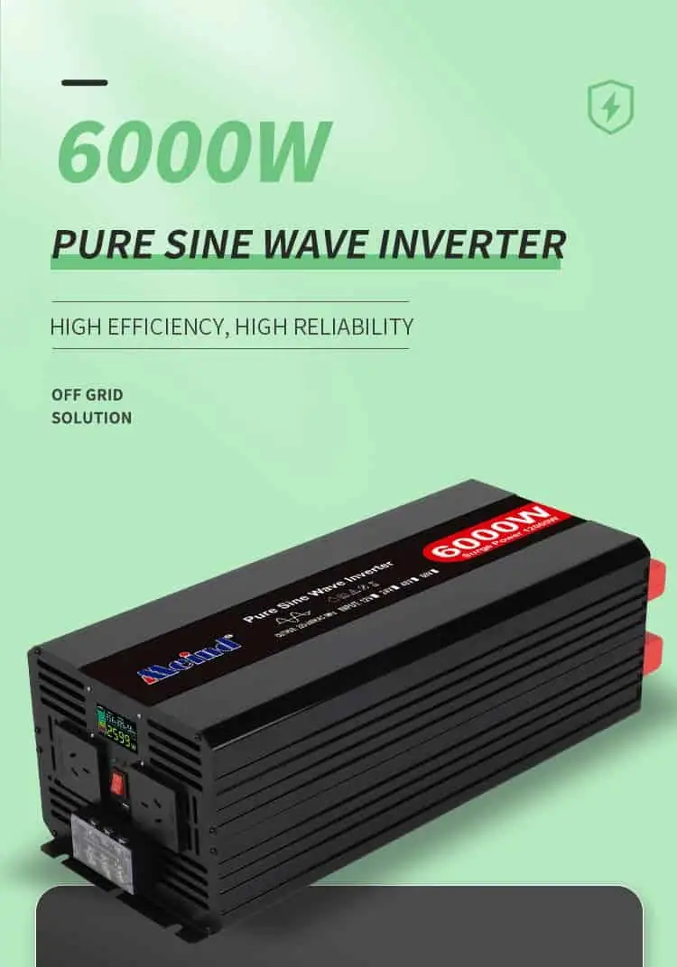 6000W DC 12V/24V/48V to AC 110V/220V Pure Sine Wave Power Inverter for Home with LCD Display detail 1