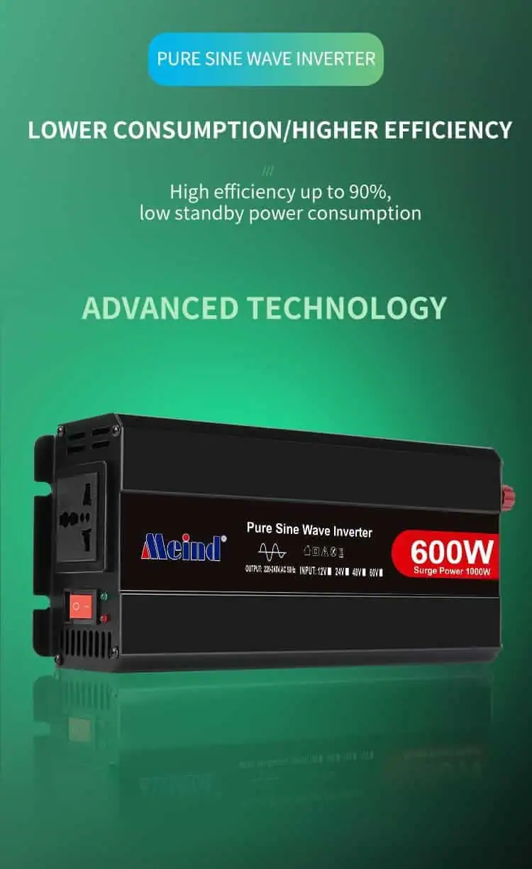 600 Watt Inverter Pure Sine Wave DC 12V/24V/48V to AC 110V/220V detail 3