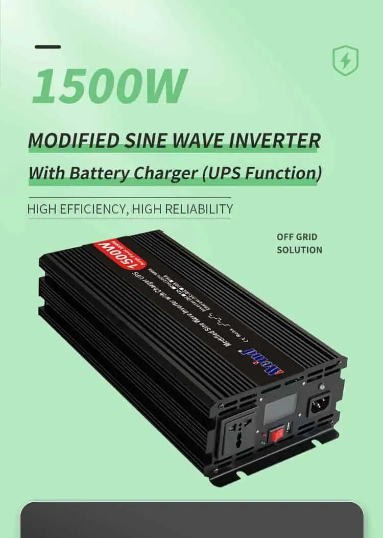 DC 12V/24V to AC 110V/220V Modified Sine Wave 1500W Power Inverter with Charger&UPS LCD Display detail 1