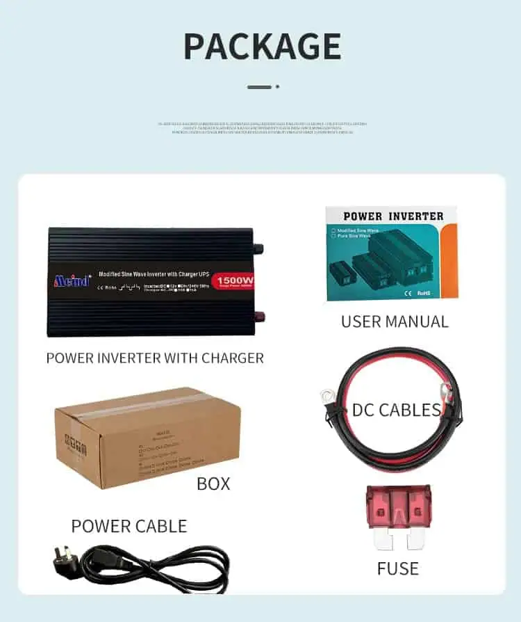 DC 12V/24V to AC 110V/220V Modified Sine Wave 1500W Power Inverter with Charger&UPS LCD Display detail 8