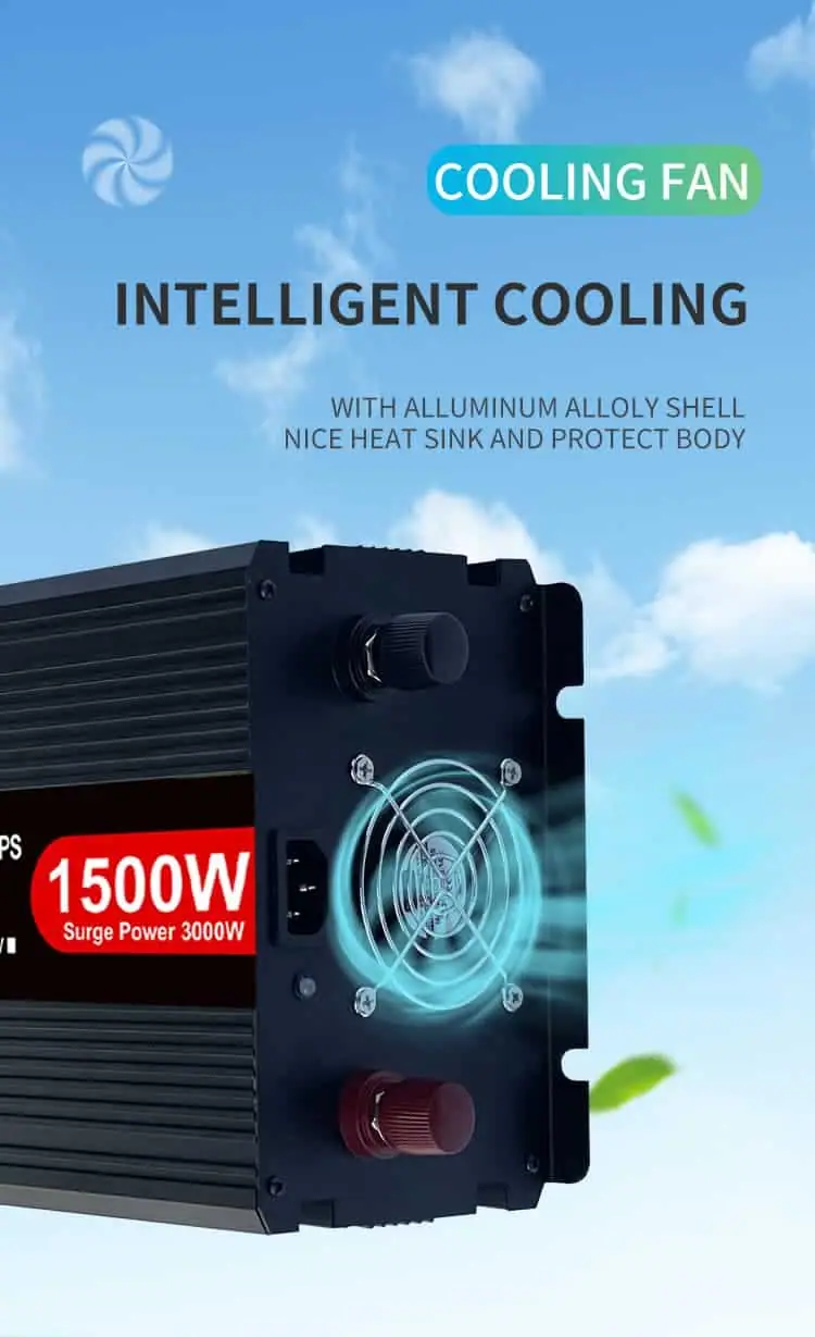 DC 12V/24V to AC 110V/220V Modified Sine Wave 1500W Power Inverter with Charger&UPS LCD Display detail 5