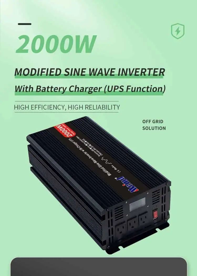 DC 12V/24V to AC 110V/220V Modified Sine Wave 2000 Watt Inverter with Charger&UPS LCD Display detail 1