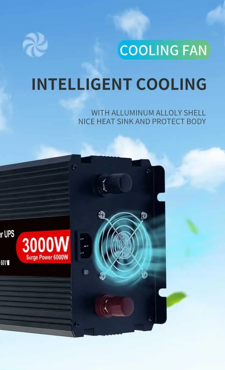 DC 12V/24V to AC 110V/220V Modified Sine Wave 3000 Watt Inverter with Charger&UPS LCD Display detail 5