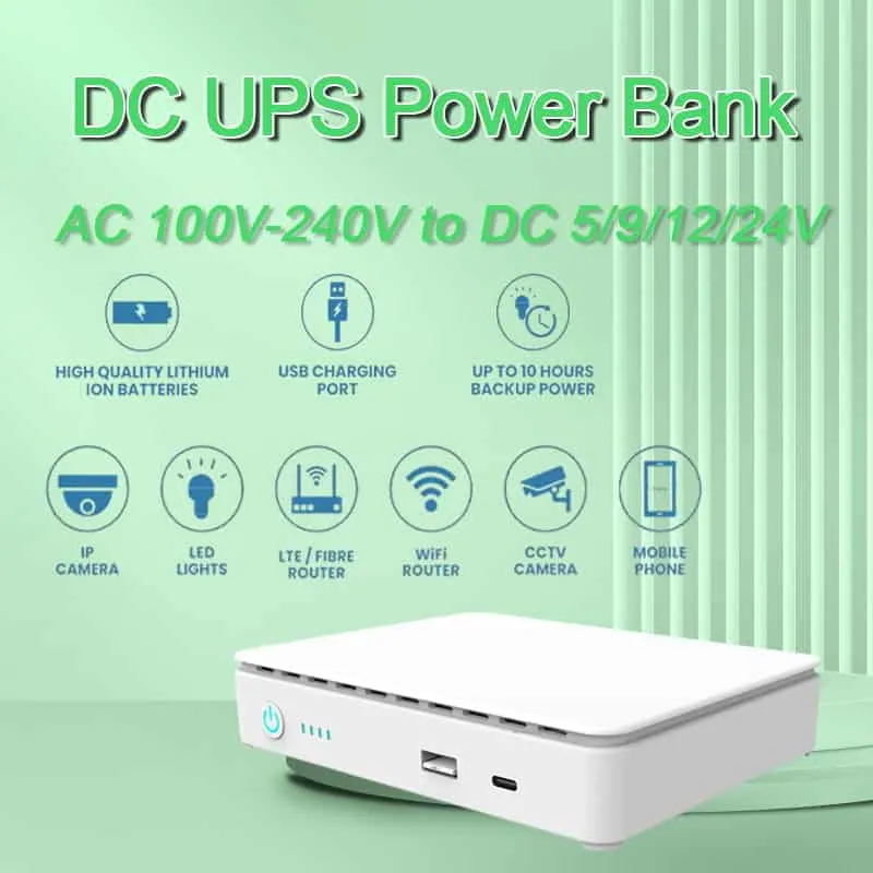 10400/15600mAh 35W Mini DC UPS Power Bank Backup Power with Lithium Battery USB TYPE-C POE for WiFi Routers