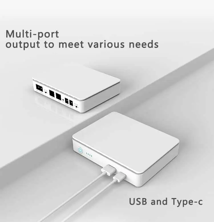 10400/15600mAh 35W Mini DC UPS Power Bank Backup Power with Lithium Battery USB TYPE-C POE for WiFi Routers detail 2