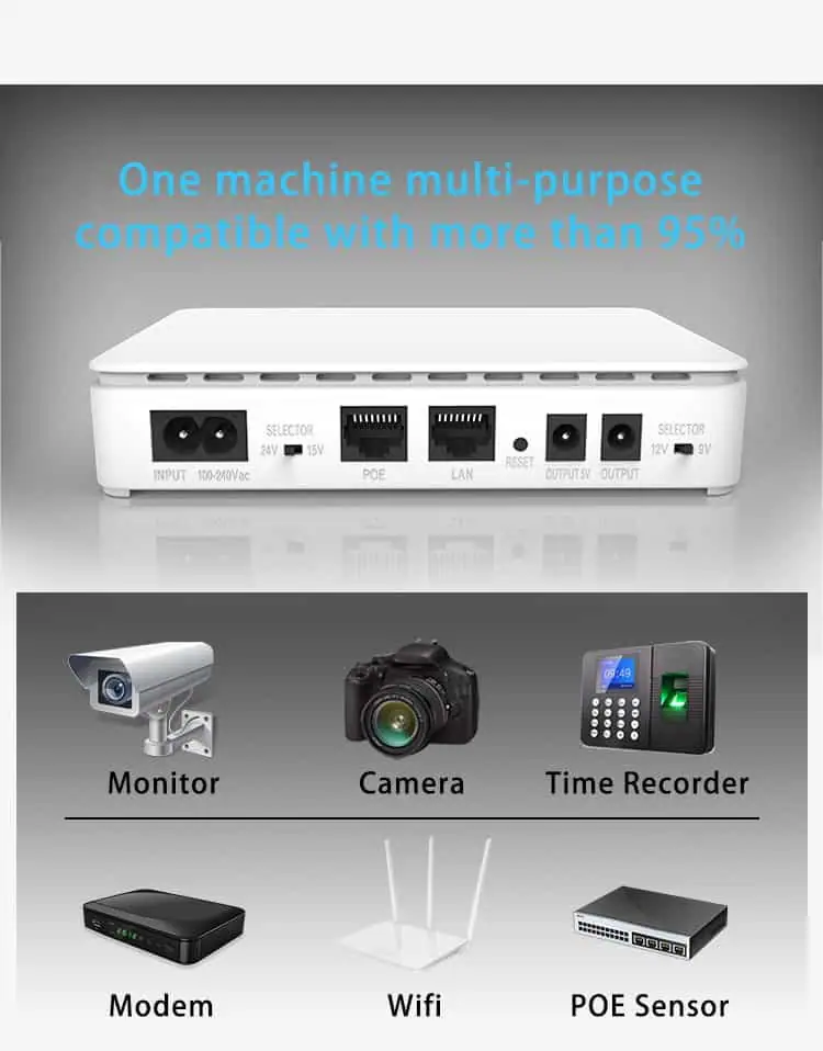 10400/15600mAh 35W Mini DC UPS Power Bank Backup Power with Lithium Battery USB TYPE-C POE for WiFi Routers detail 6