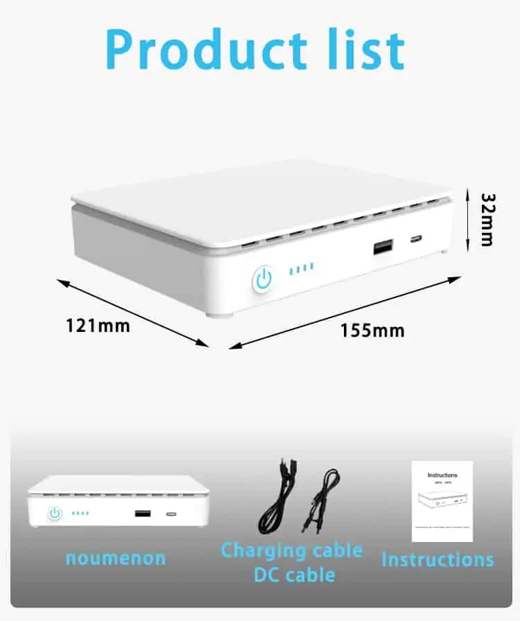 10400/15600mAh 35W Mini DC UPS Power Bank Backup Power with Lithium Battery USB TYPE-C POE for WiFi Routers detail 8