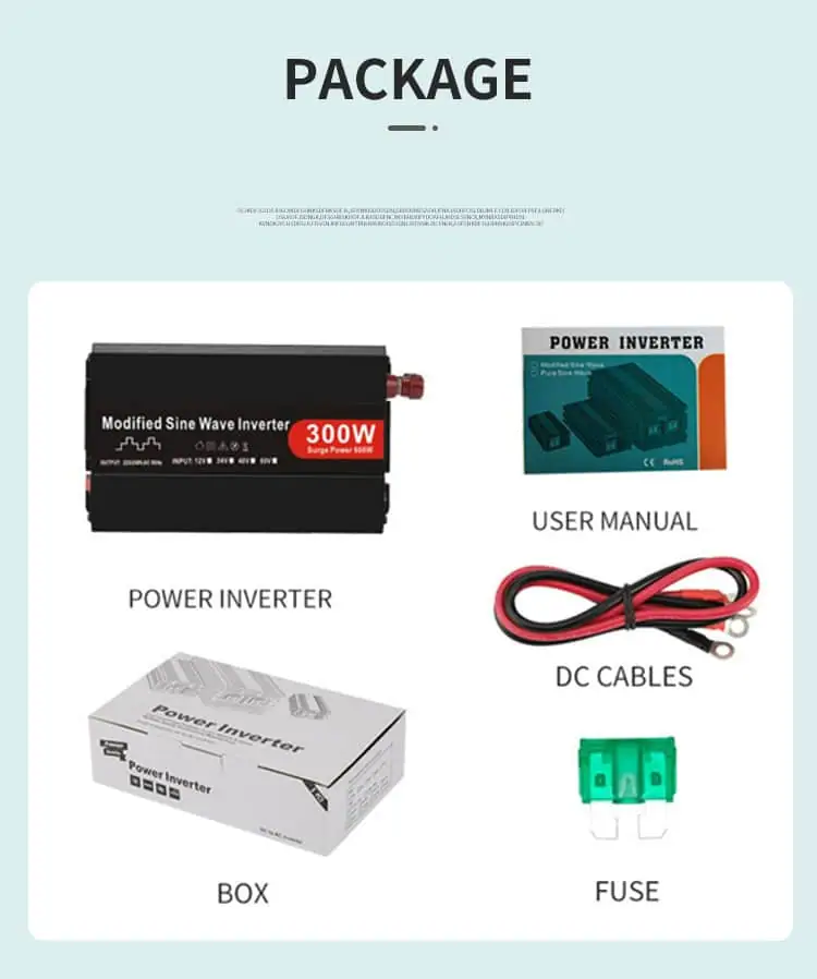 300W DC 12V/24V to AC 110V/220V Modified Sine Wave Peak 600W Power Inverter detail 6