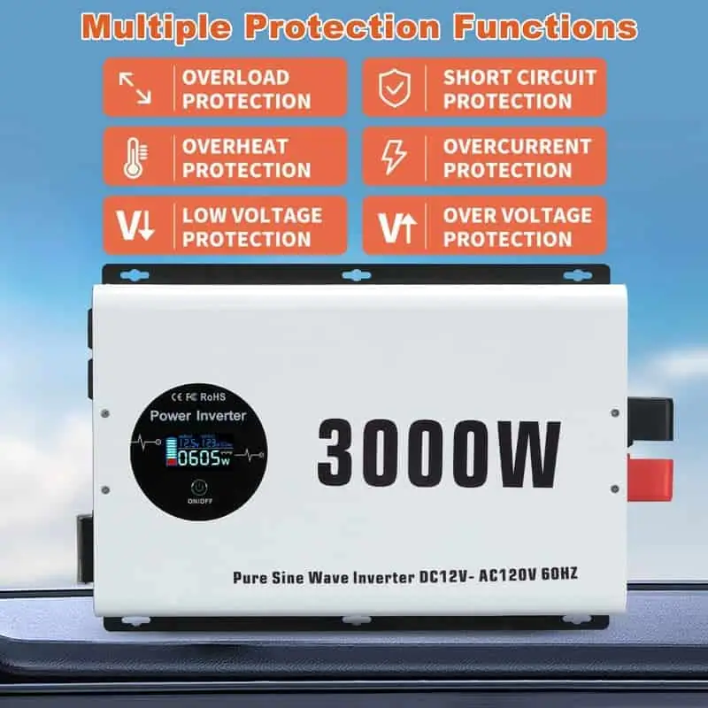 3000W Pure Sine Wave Power Inverter with LCD Wireless Remote Control detail 6