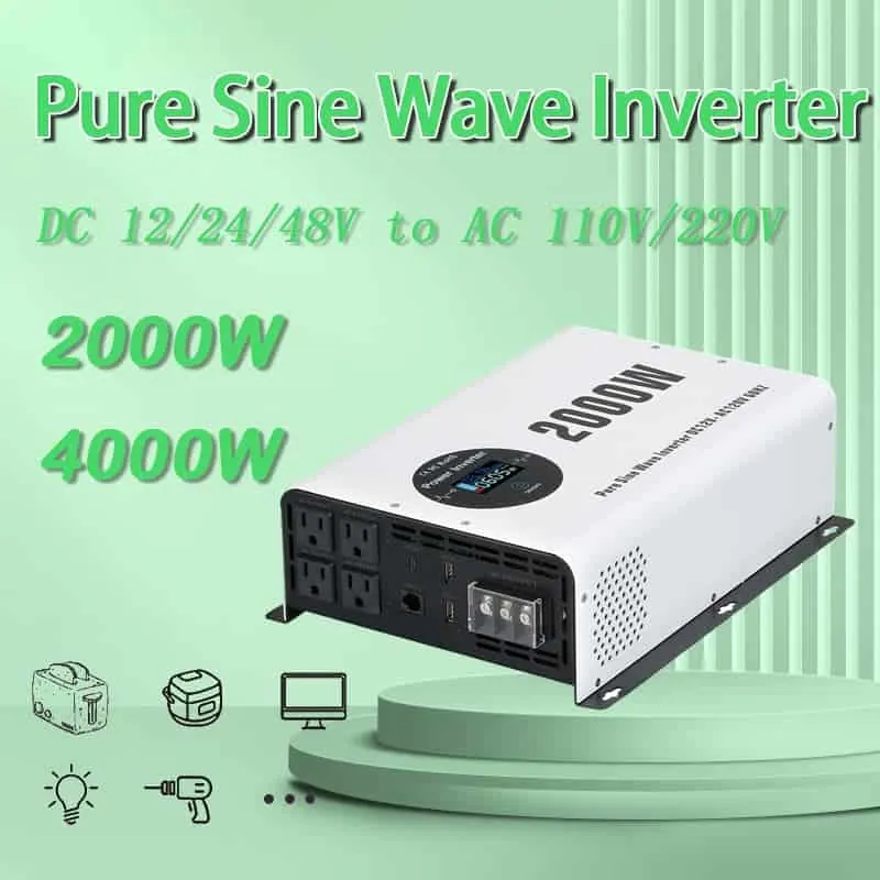 2000W Pure Sine Wave Power Inverter with LCD Wireless Remote Control