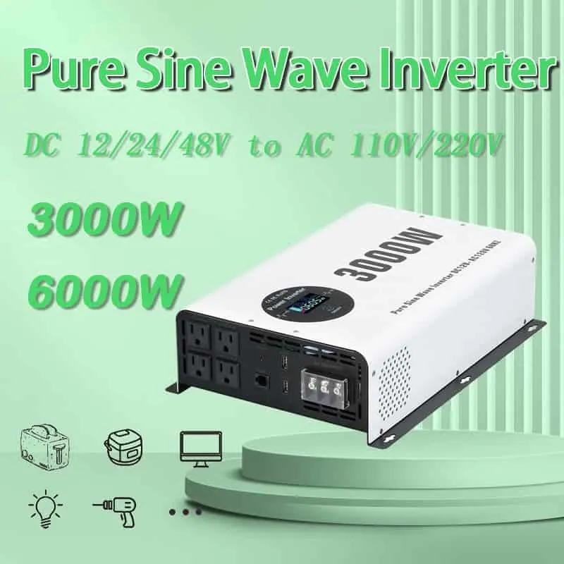 3000W Pure Sine Wave Power Inverter with LCD Wireless Remote Control