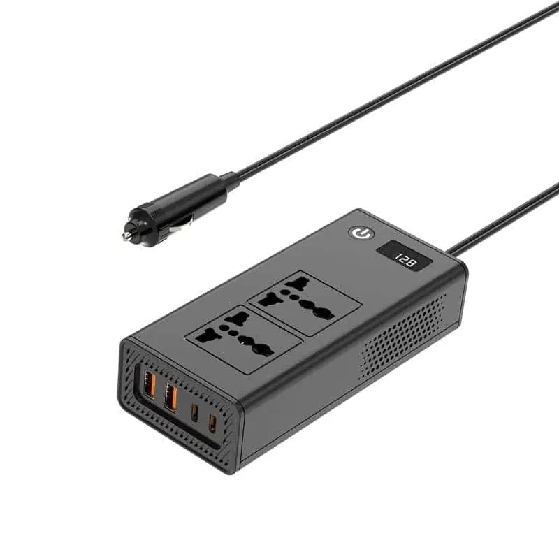 200W DC 12V to AC 220 110V Car Inverter 4 USB Output QC3.0 PD Fast Charging Voltage Inverter for Cars view 4