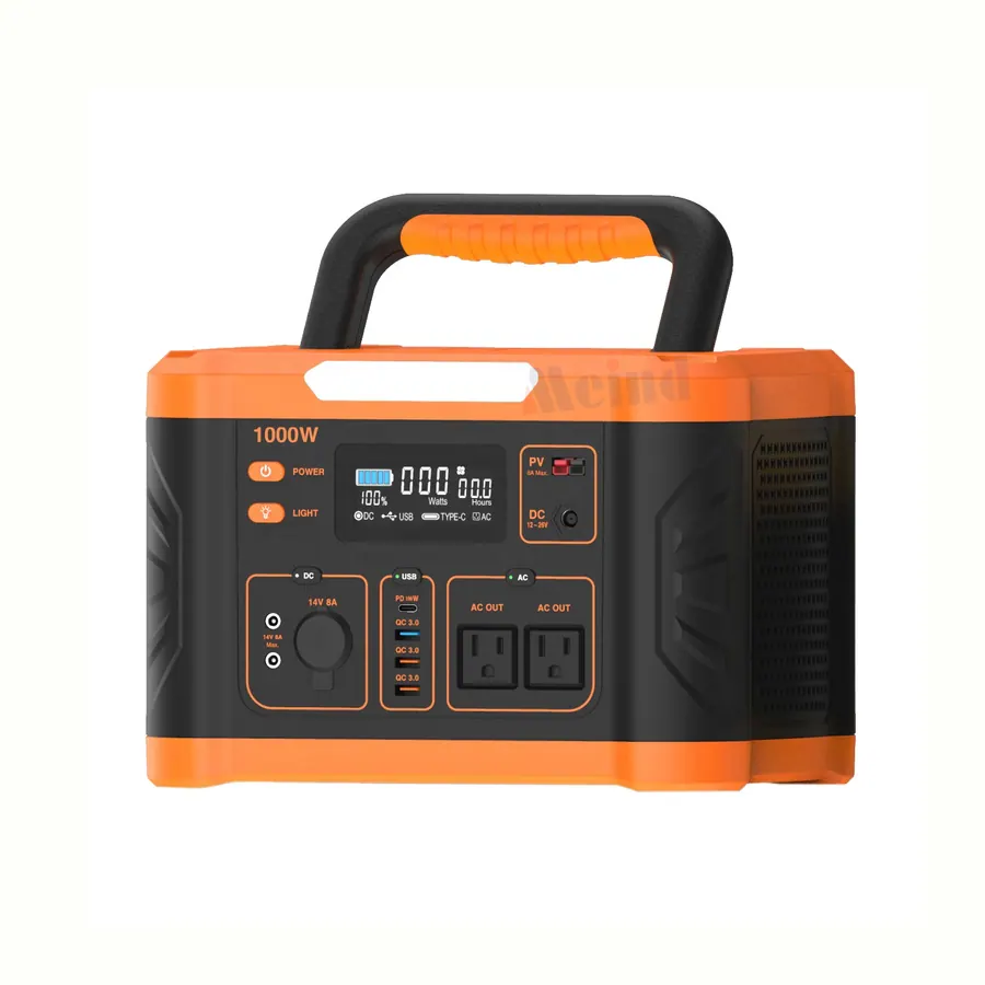1000W Pure Sine Wave Portable Power Station Solar Generator with Wireless Charge view 2
