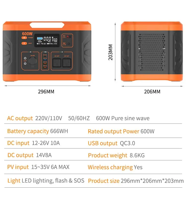 600W Pure Sine Wave Portable Power Station Solar Generator for Outdoors Camping Travel Hunting Emergency detail 5