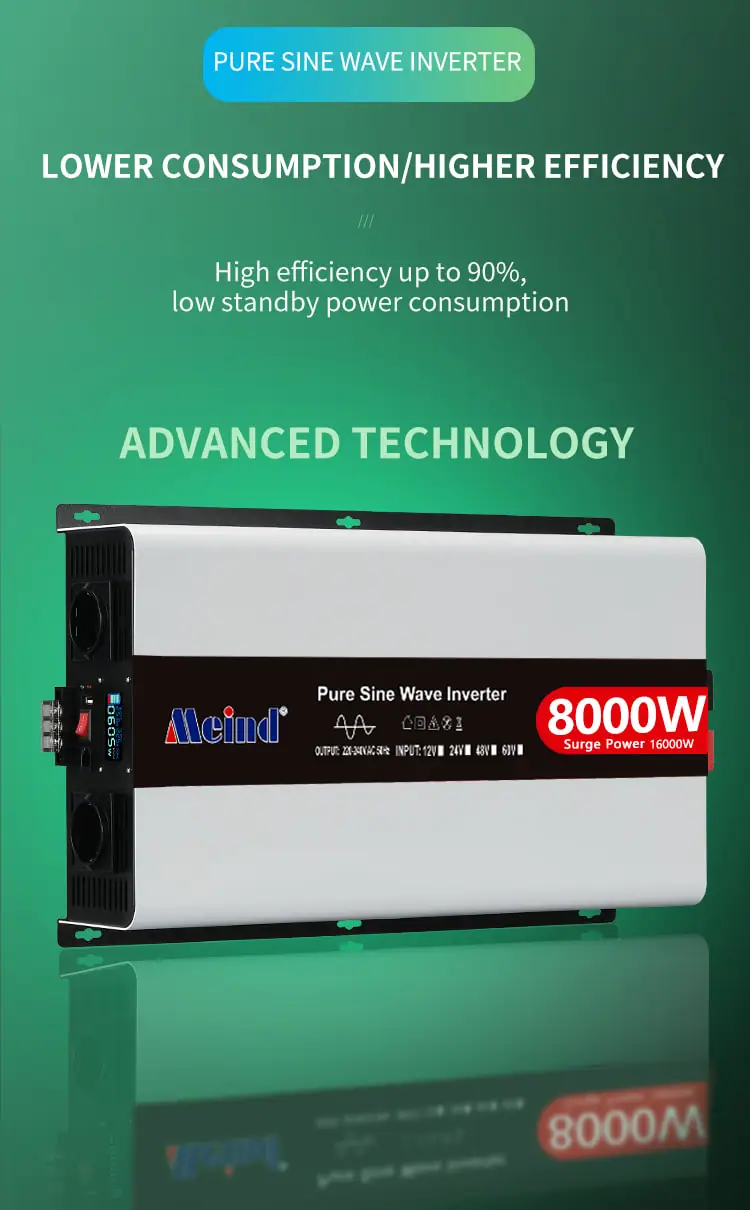 8000W DC 24V/48V to AC 110V/220V Pure Sine Wave Power Inverter for Home with LCD Display detail 3