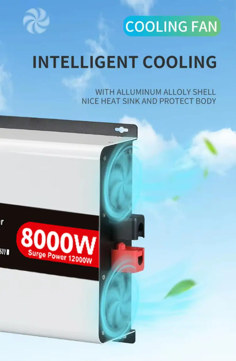 8000W DC 24V/48V to AC 110V/220V Pure Sine Wave Power Inverter for Home with LCD Display detail 5