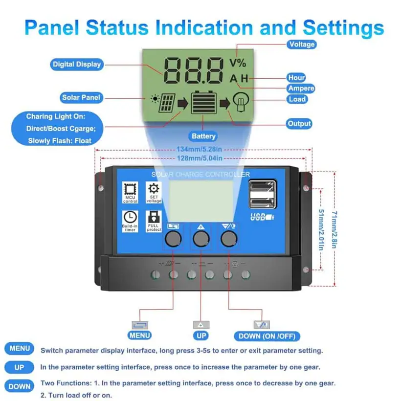 10A 20A 30A PWM Solar Charge Controller Solar Regulator 12V/24V auto LCD Display detail 2