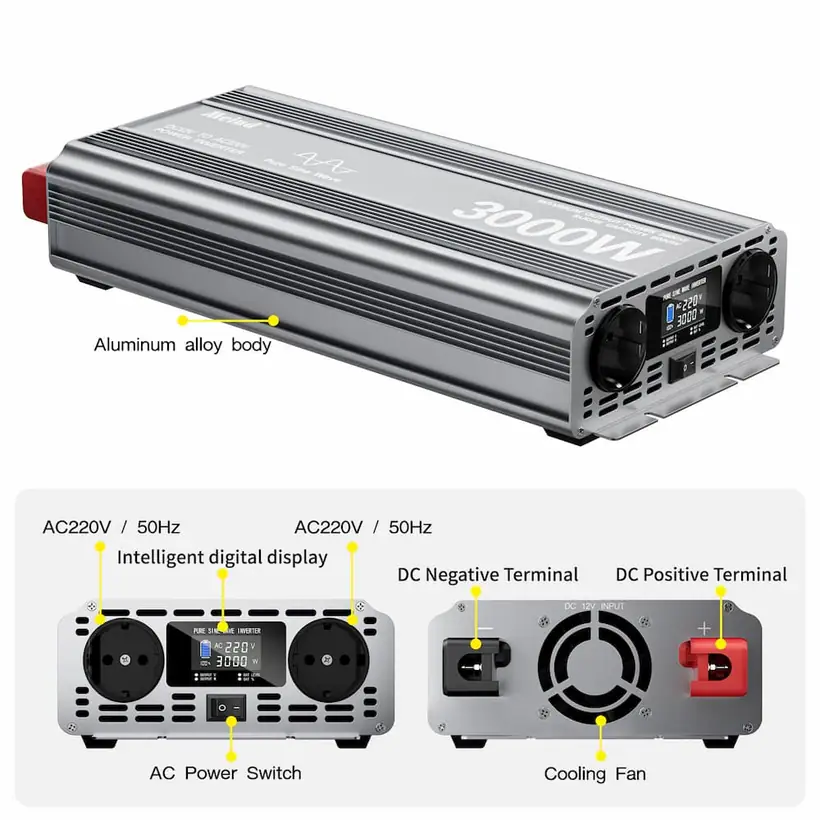 3000W DC 12V/24V/48V to AC 110V/220V Pure Sine Wave Power Inverter with LCD Display detail 8