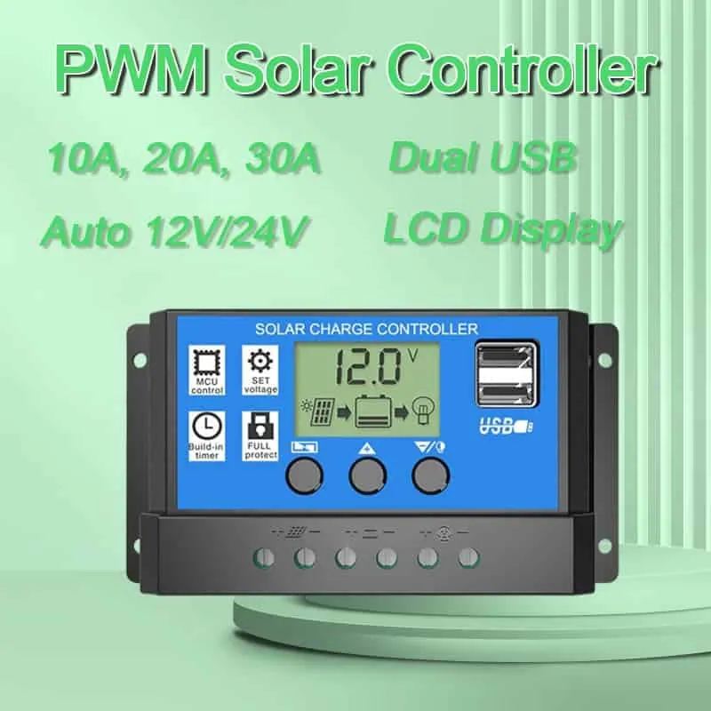 10A 20A 30A PWM Solar Charge Controller Solar Regulator 12V/24V auto LCD Display
