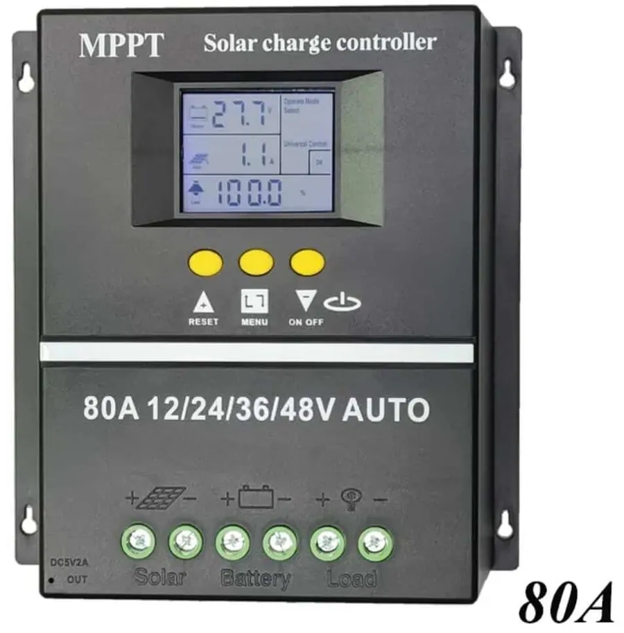 60A/80A/100A MPPT Solar Panel Charge Controller Regulator 12V/24V/36V/48V DC Dual-USB view 4