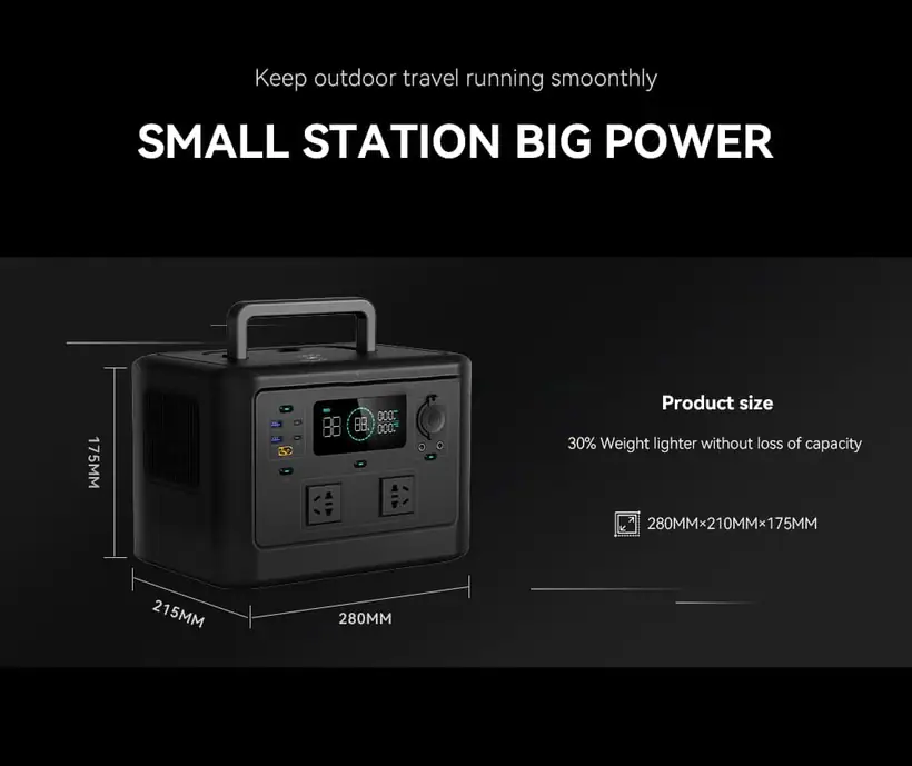 600W Portable Power Station with TYPE-C LiFePO4 Battery Wireless Charge Solar Generator detail 7