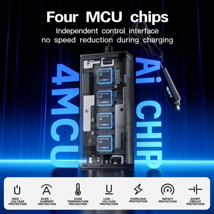 200W DC 12V to AC 220 110V Car Inverter 4 USB Output QC3.0 PD Fast Charging Voltage Inverter for Cars detail 8