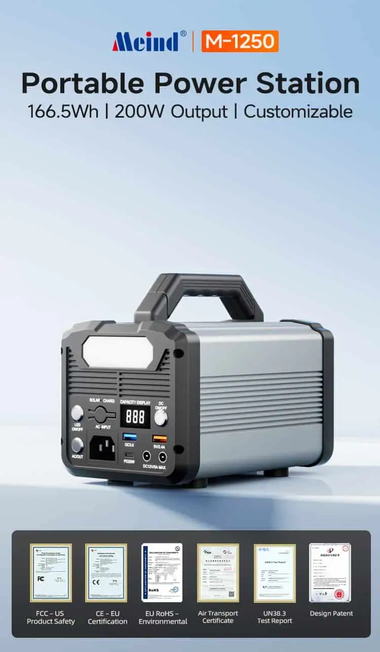 200W Power Station Portable Solar Power Supply Rechargeable Power Generator with Type-C LED Light detail 1