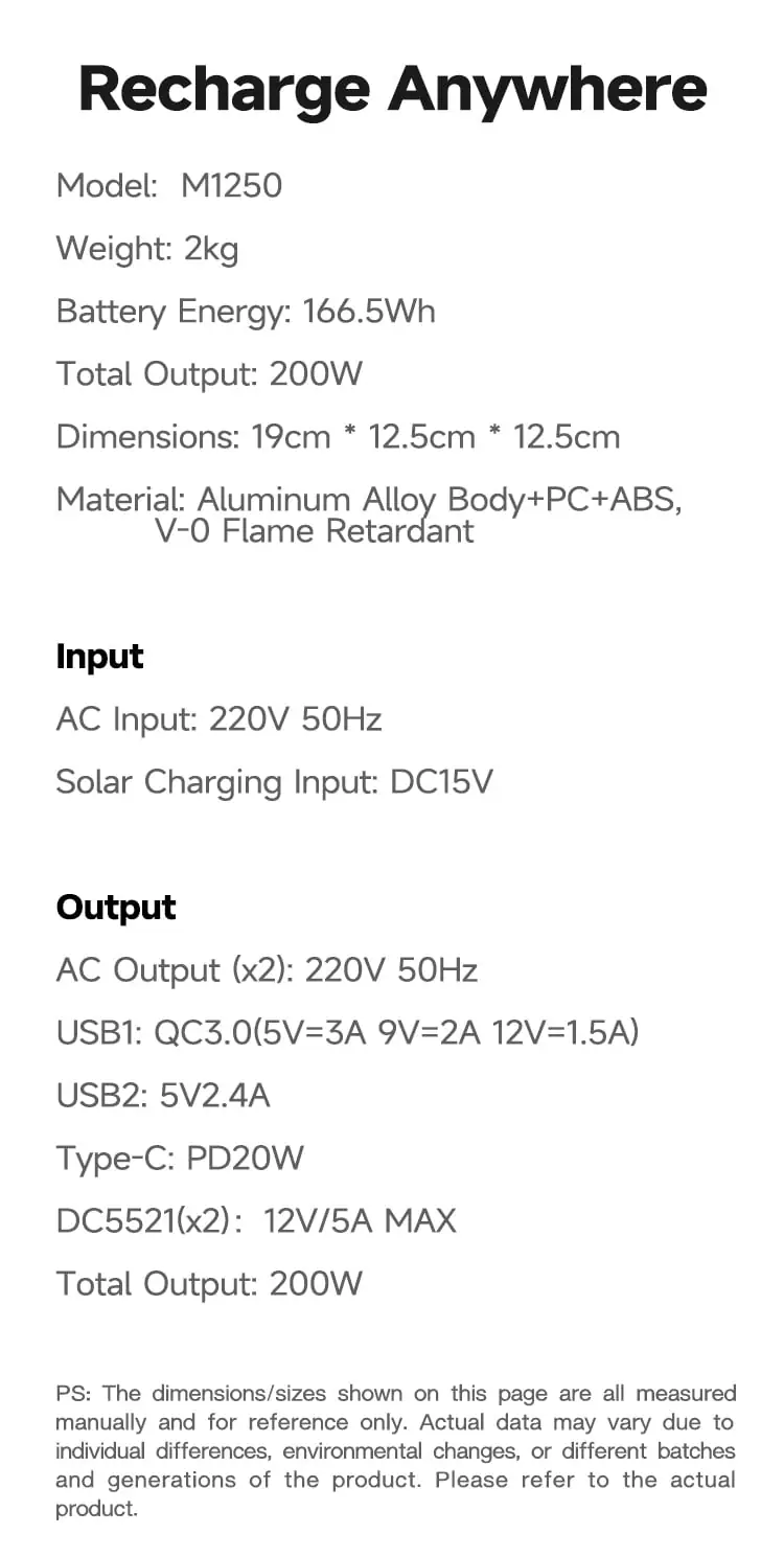 200W Power Station Portable Solar Power Supply Rechargeable Power Generator with Type-C LED Light detail 12