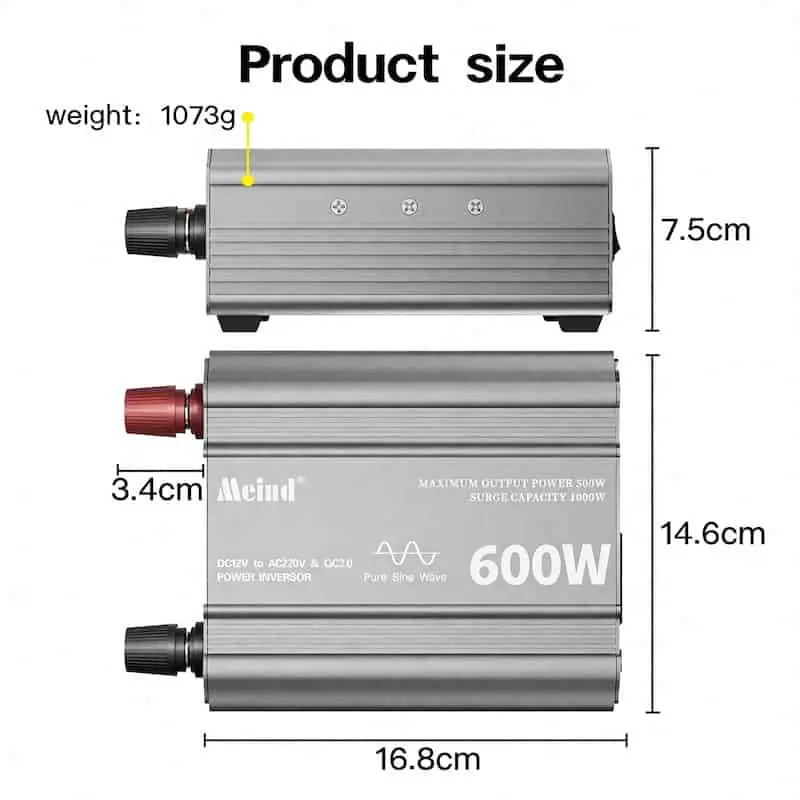600W DC 12V/24V to AC 110V/220V Pure Sine Wave Power Inverter with LCD Display detail 8
