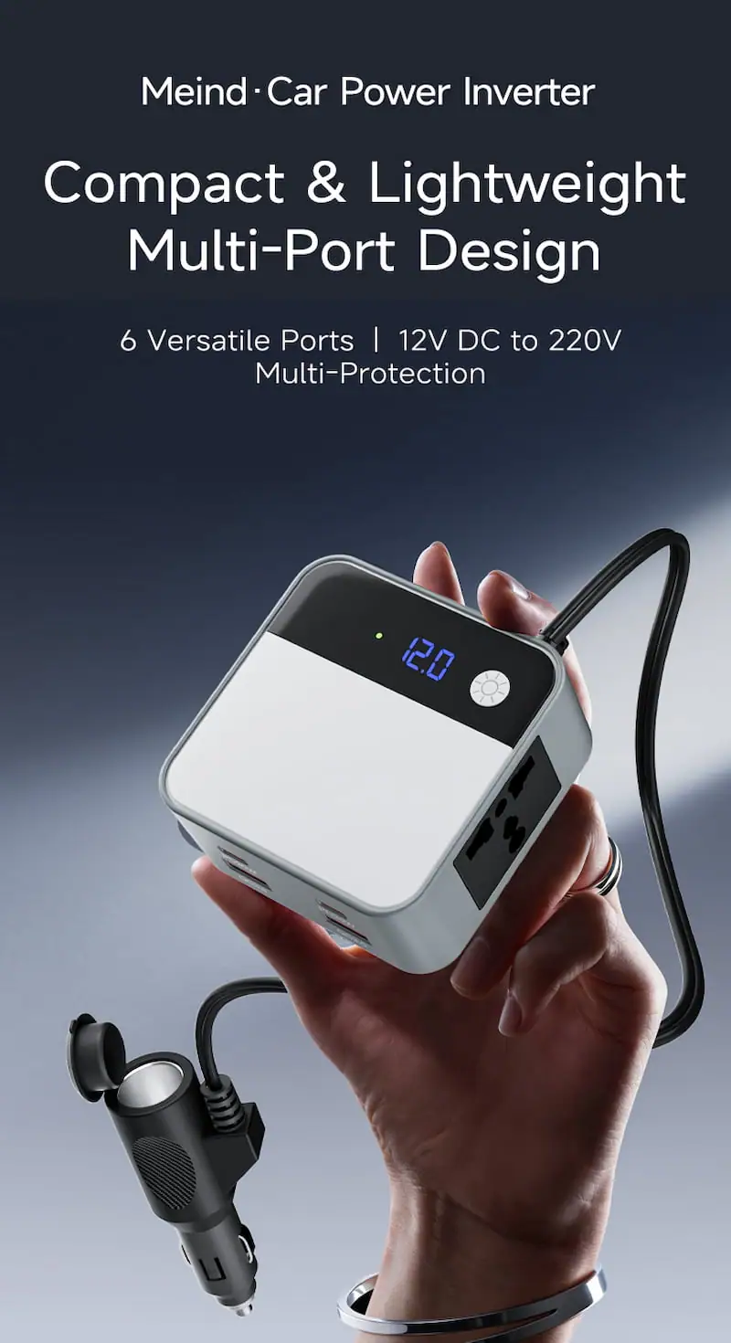 200W DC 12V to AC 220 110V Car Inverter 4 USB Output QC3.0 PD20W Fast Charging Voltage Inverter for Cars detail 1