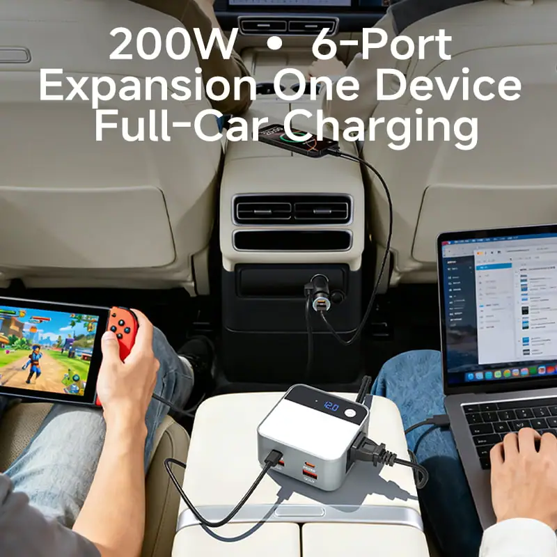 200W DC 12V to AC 220 110V Car Inverter 4 USB Output QC3.0 PD20W Fast Charging Voltage Inverter for Cars detail 5