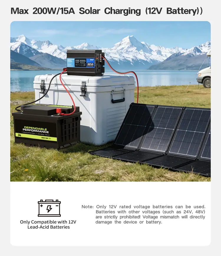 300W DC 12V/24V to AC 110V/220V Peak 600W Off-Grid Solar Inverter detail 5