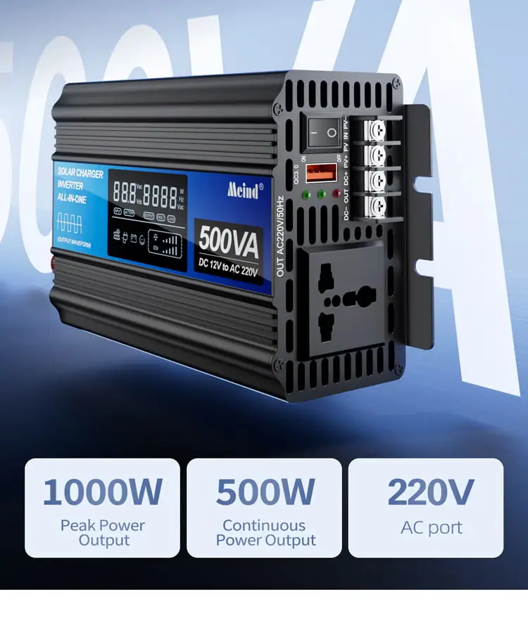 500W DC 12V/24V to AC 110V/220V Peak 1000W Off-Grid Solar Inverter detail 9