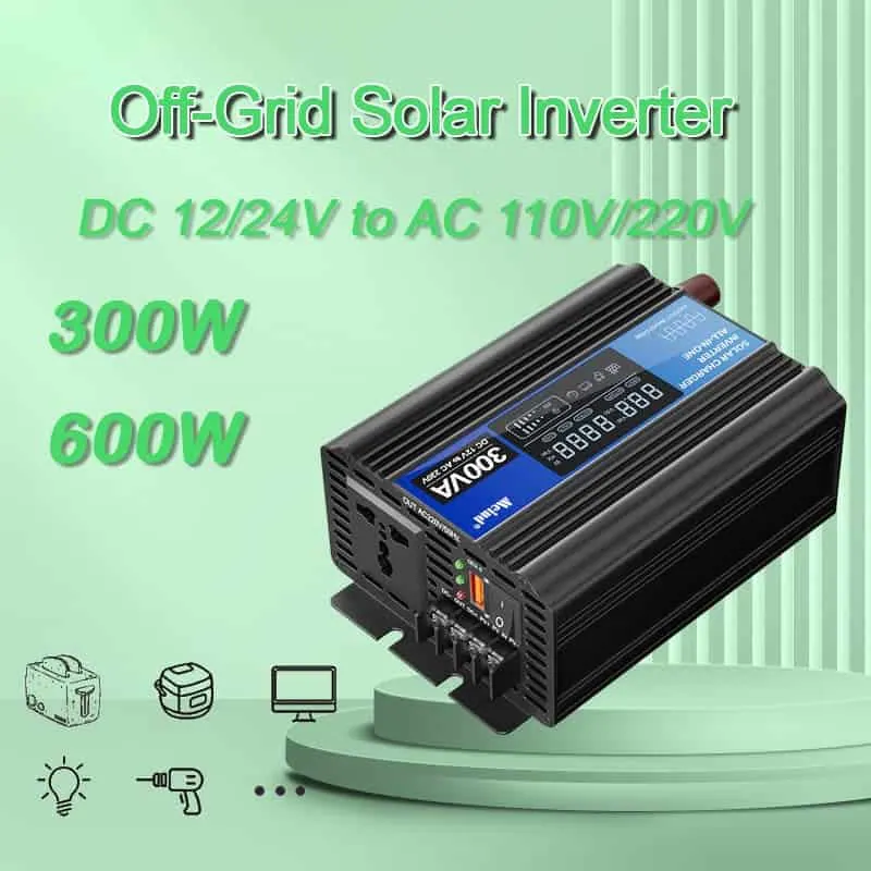 300W DC 12V/24V to AC 110V/220V Peak 600W Off-Grid Solar Inverter