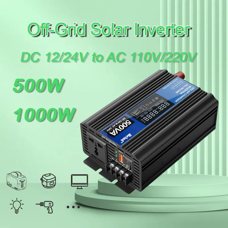 500W DC 12V/24V to AC 110V/220V Peak 1000W Off-Grid Solar Inverter