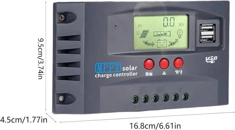 12V/24V 30A 40A 50A 60A 80A 100A Smart MPPT Solar Charge Controller with Dual USB Ports LCD Display detail 5