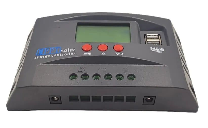 12V/24V 30A 40A 50A 60A 80A 100A Smart MPPT Solar Charge Controller with Dual USB Ports LCD Display view 2
