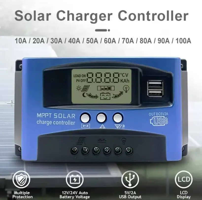 12V/24V 30A 40A 50A 60A 80A 100A Smart MPPT Solar Charge Controller with Dual USB Ports LCD Display detail 3