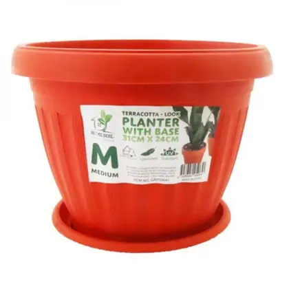 PLANTER ROUND W/BASE 31X24CM