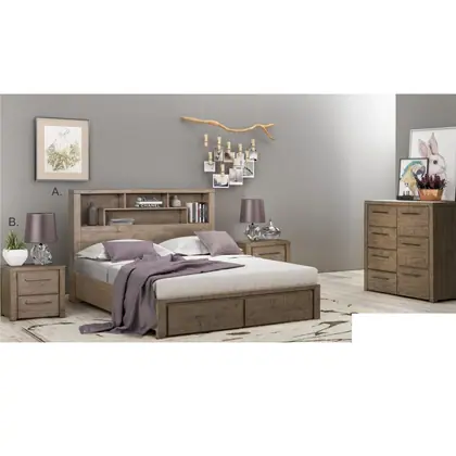 Sussex Queen Bed With Draws and Bookcase
