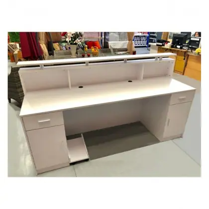 WHITE RECEPTION DESK COUNTER 2M