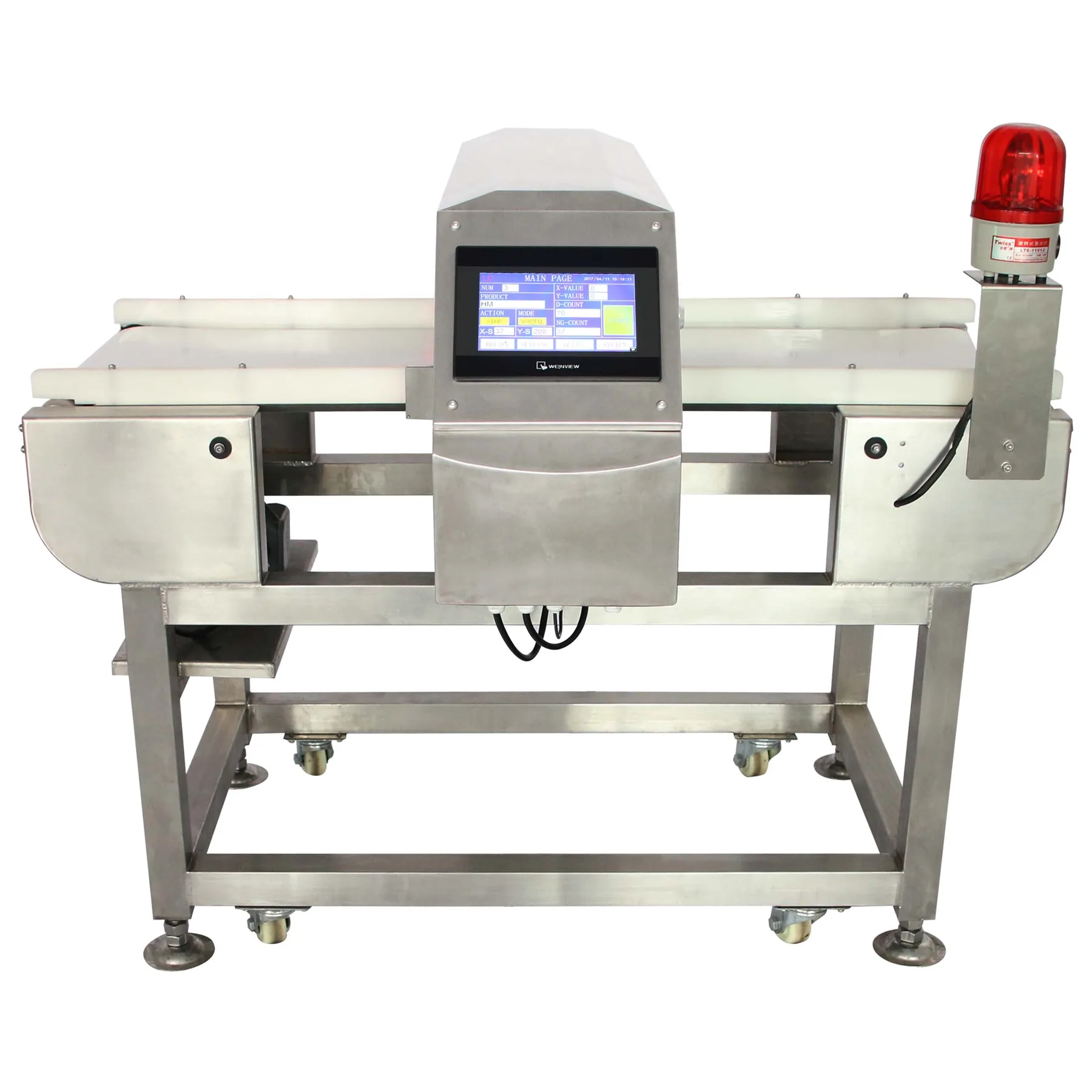 All-purpose food metal detector with stainless steel conveyor