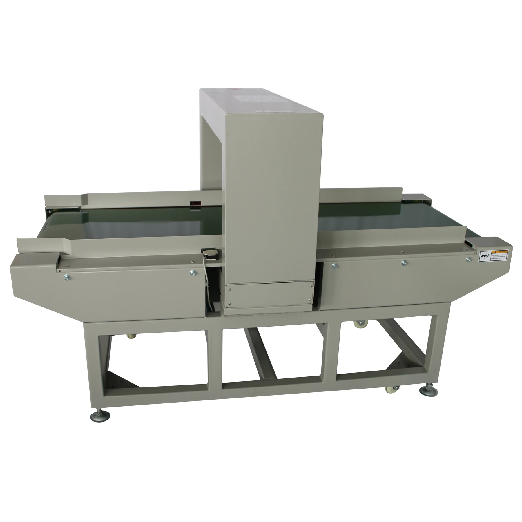 Needle detection conveyor system with long tunnel